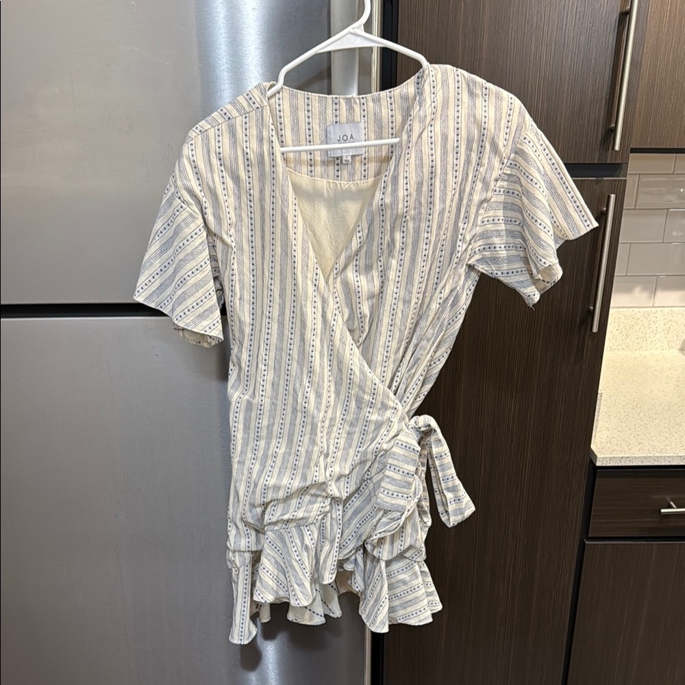JOA Striped Wrap Dress